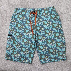 Grundens Shorts Mens 34 Green Camo Fishing Outdoor Stretch Swimming Board Shorts